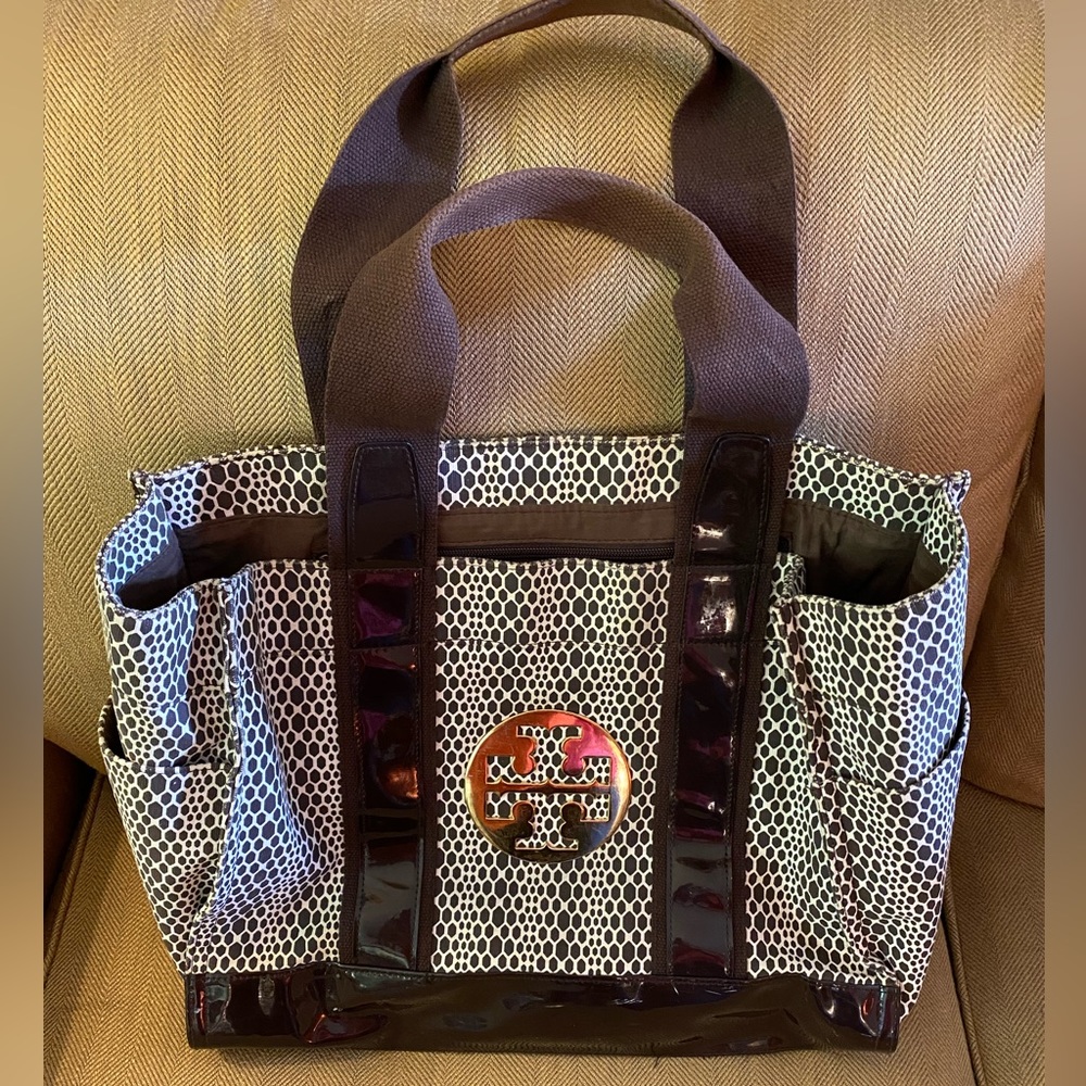 Tory Burch Black and White Logo Tote